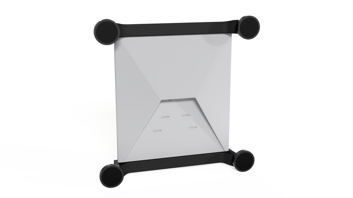 Rear view of a Starlink Mini in the magnetic mount, four encased ceramic magnets at the corners