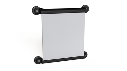 Starlink Mini magnetic mount, front angled view with mounting rails and a round encased magnet at each corner