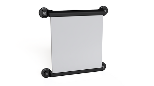 Starlink Mini magnetic mount, front angled view with mounting rails and a round encased magnet at each corner