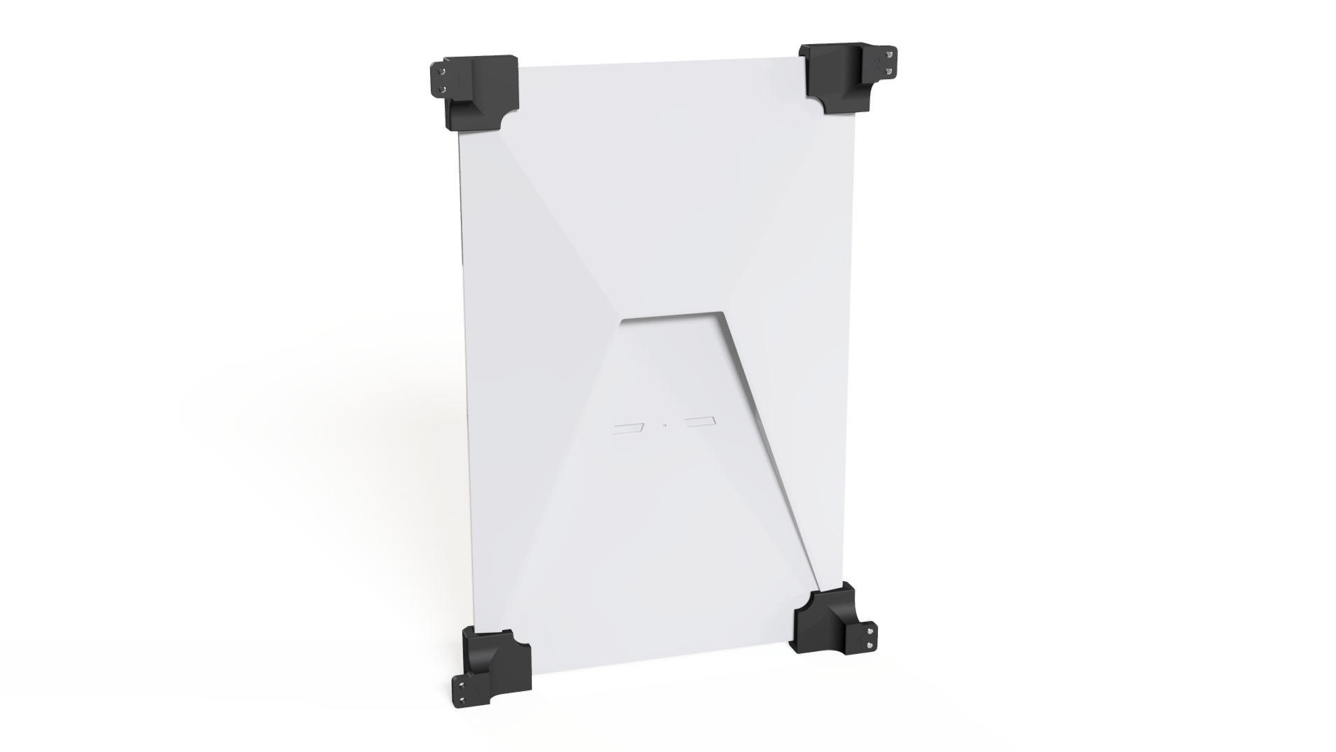 Rear view of a Starlink Gen 3 dish in the flat screw-in roof mount with corner brackets