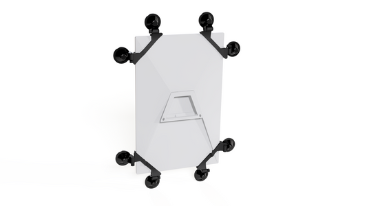 Rear view of the Starlink Gen 3 suction cup mount showing eight locking suction cups on corner arms