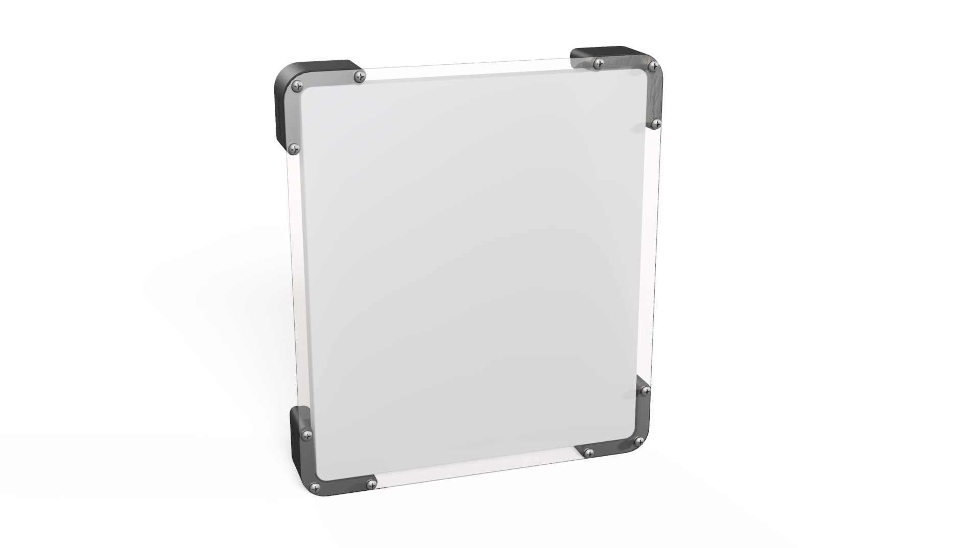 Starlink Mini hail guard, front view of the clear polycarbonate impact shield over the dish face