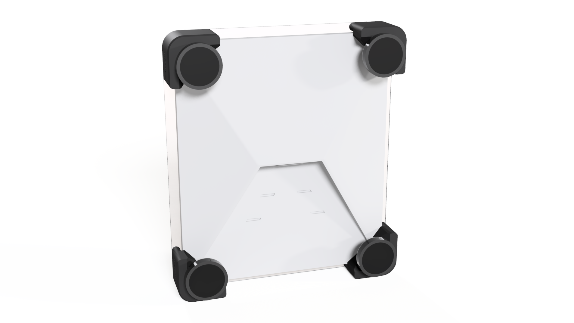 Rear view of the Starlink Mini magnetic enclosure with an encased ceramic magnet at each corner
