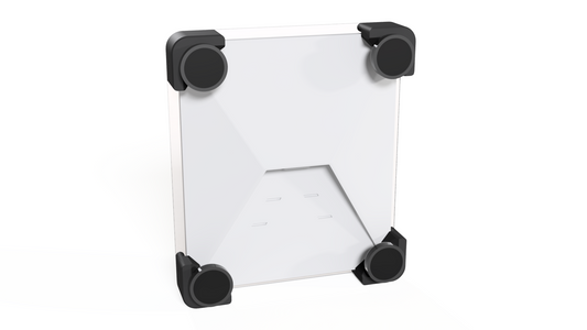 Rear view of the Starlink Mini magnetic enclosure with an encased ceramic magnet at each corner