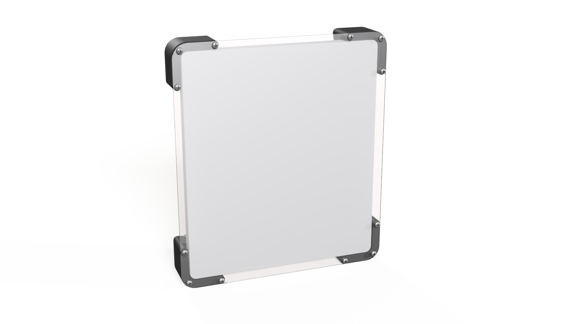 Starlink Mini magnetic enclosure, front view with the clear polycarbonate shield over the dish face