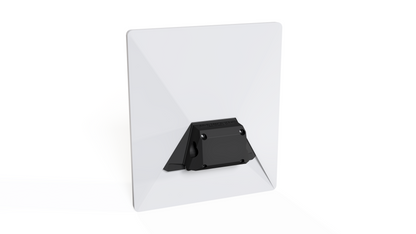 Rear view of the Starlink Mini rail mount showing the pole bracket's mounting plate and screws