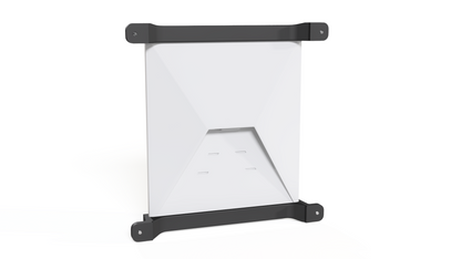 Rear view of a Starlink Mini in the screw-in roof mount, rails top and bottom with corner screw tabs