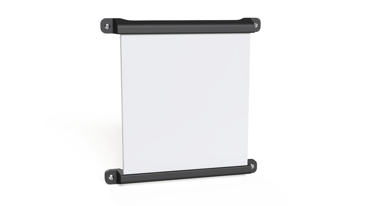 Starlink Mini flat roof mount, front view of the dish secured between two low-profile screw-in rails