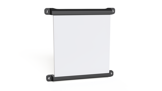 Starlink Mini flat roof mount, front view of the dish secured between two low-profile screw-in rails