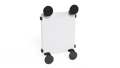 Front view of a Starlink Mini in the compact suction cup mount with four black suction cups