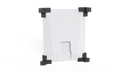 Rear view of a Starlink V5 dish in the flat screw-in roof mount with corner brackets