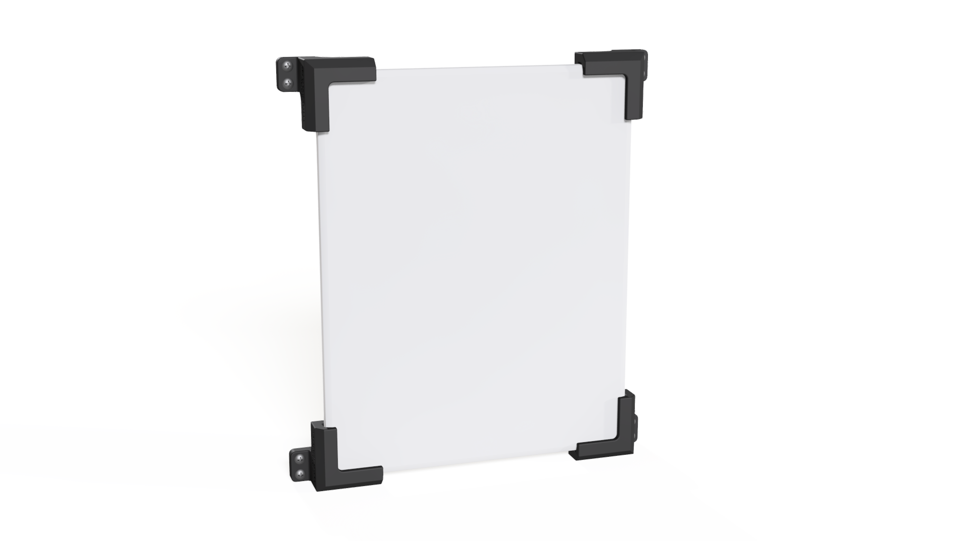 Starlink V5 flat roof mount, front view of the dish held by four screw-in corner brackets