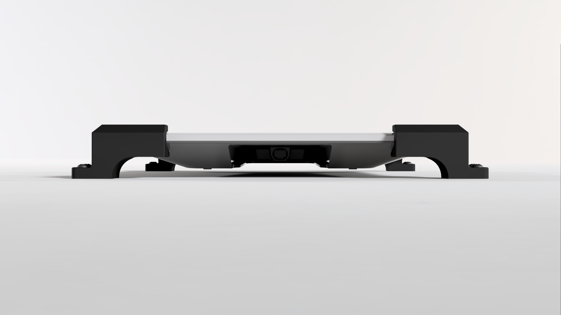 Side profile of the Starlink V5 roof mount showing its low overall height and corner brackets