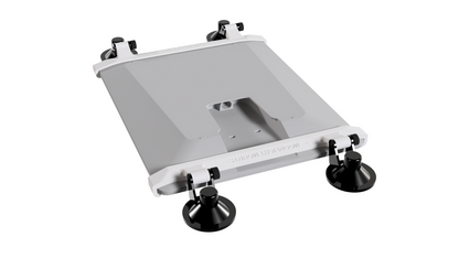Starlink V5 suction cup mount lying flat, showing the bracket rails and four locking suction cups