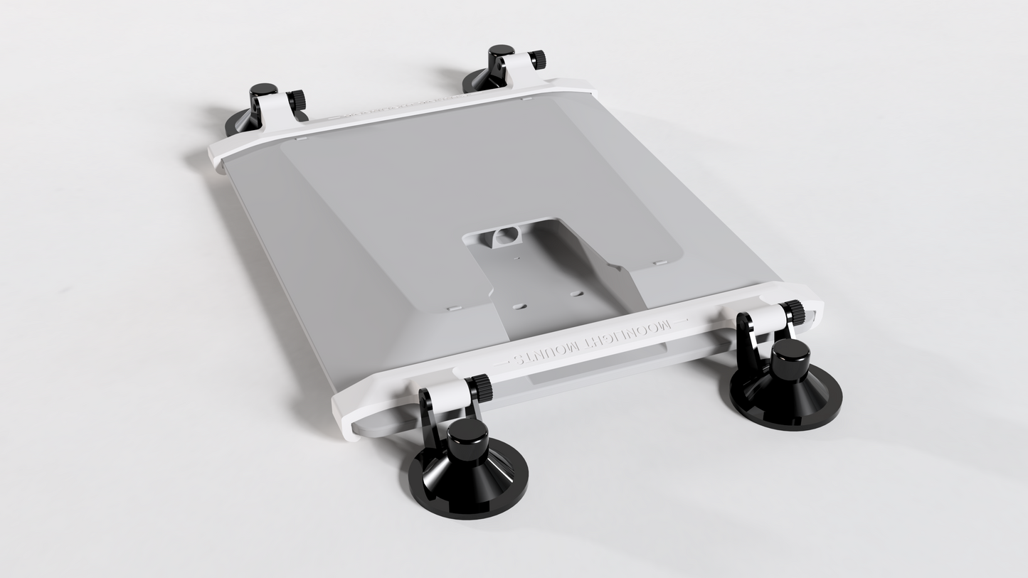 Close angled view of the Starlink V5 suction cup mount brackets and suction cup latches