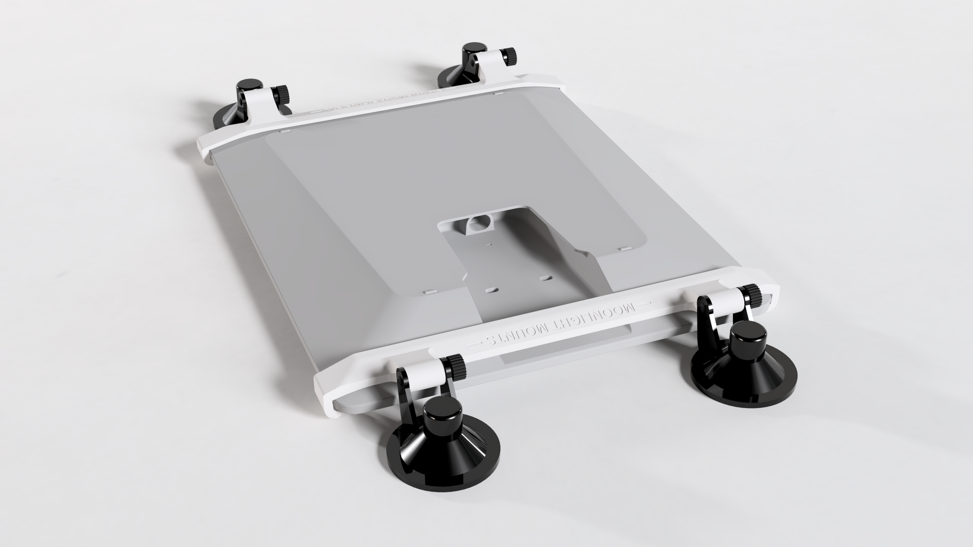 Close angled view of the Starlink V5 suction cup mount brackets and suction cup latches